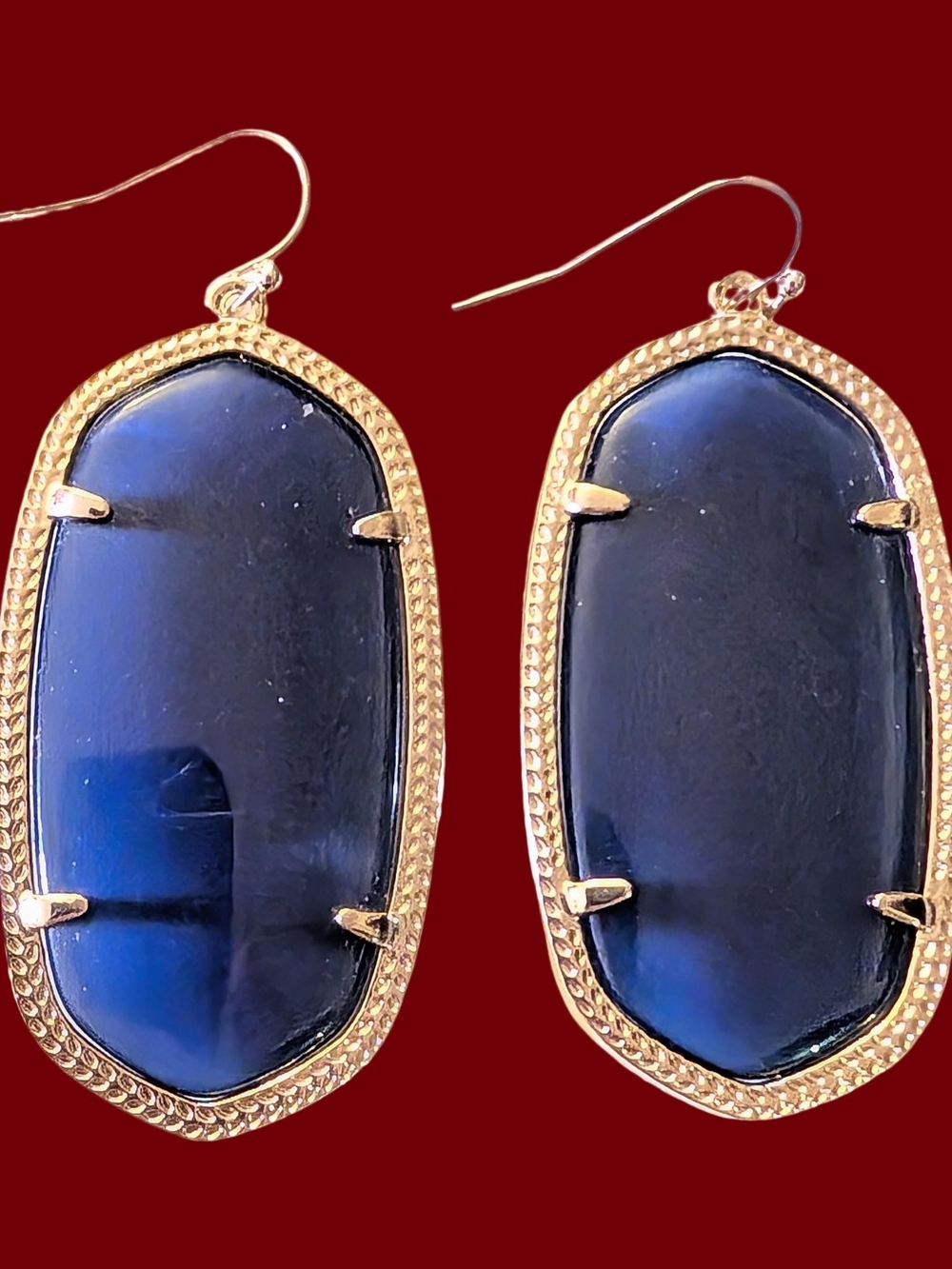 Kendra Scott Danielle Gold-Frame Blue Cats Eye Stone Drop Earrings